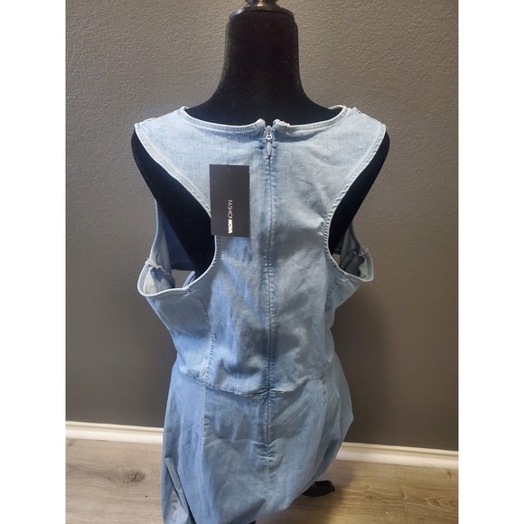 New W Tags Fashion Nova Women's 3XL Cut Out The Haters Light Wash Denim Jumpsuit - Picture 8 of 13